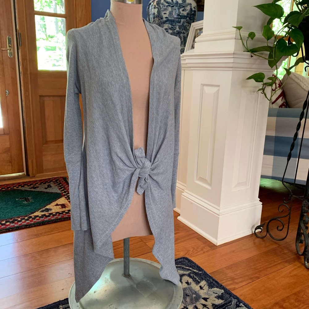 Splendid Thermal Waffle Print Gray Cardigan sz S